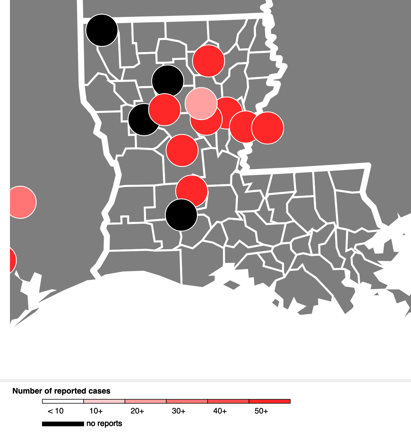 Map of COVID-19 cases in ICE detention centers.